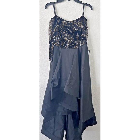 Adrianna Papell Women's Petite Beaded Taffeta-Skirt Gown Maxi Dress Black 6P - Picture 5 of 16